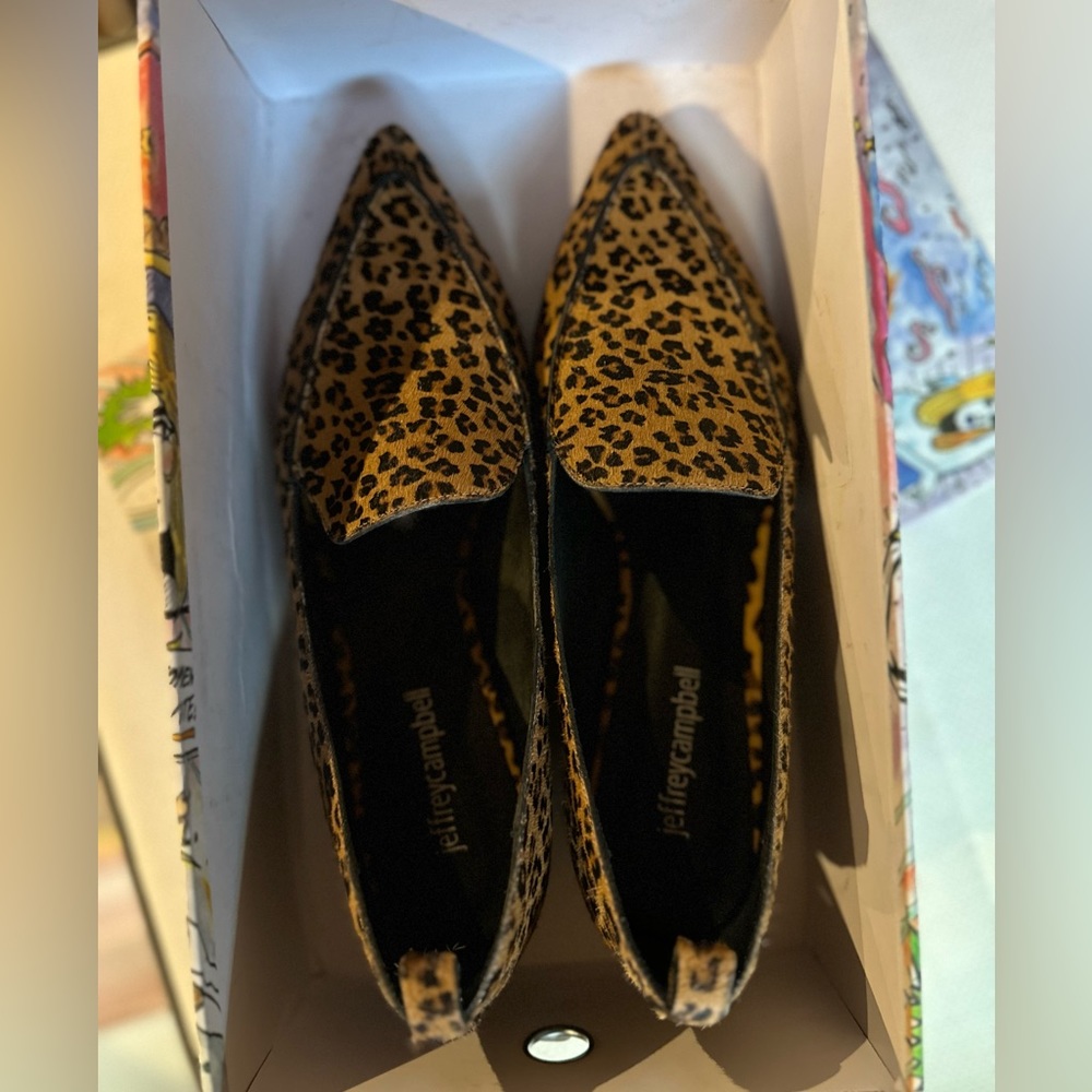 JEFFREY CAMPBELL calf hair leopard print shoes SIZE 6 NEVER WORN